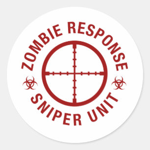 Zombie Sniper Runder Aufkleber