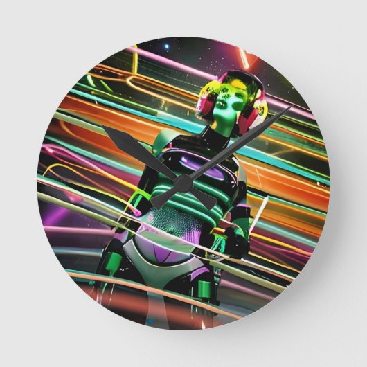 Zombie Space Disco Runde Wanduhr (Vorderseite)