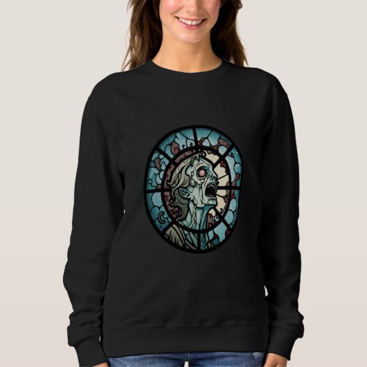 Zombie Stained Glass Headshot Sweatshirt (Vorderseite)