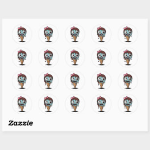 Zombie-Sticker, Funny-Eiscreme-Sticker Runder Aufkleber