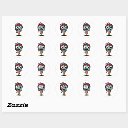 Zombie-Sticker, Funny-Eiscreme-Sticker Runder Aufkleber (Blatt)