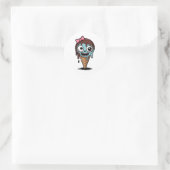 Zombie-Sticker, Funny-Eiscreme-Sticker Runder Aufkleber (Tasche)