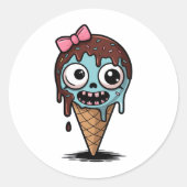 Zombie-Sticker, Funny-Eiscreme-Sticker Runder Aufkleber (Vorderseite)