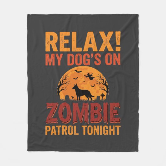 Zombie-Streifenpolizei-Hund Halloween Fleecedecke (Vorderseite)