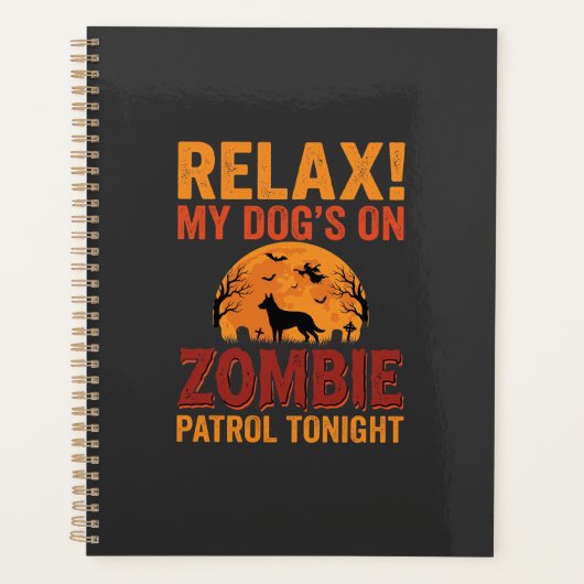 Zombie-Streifenpolizei-Hund Halloween Planer (Vorderseite)
