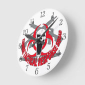 Zombie taktisches Rot Runde Wanduhr (Winkel)