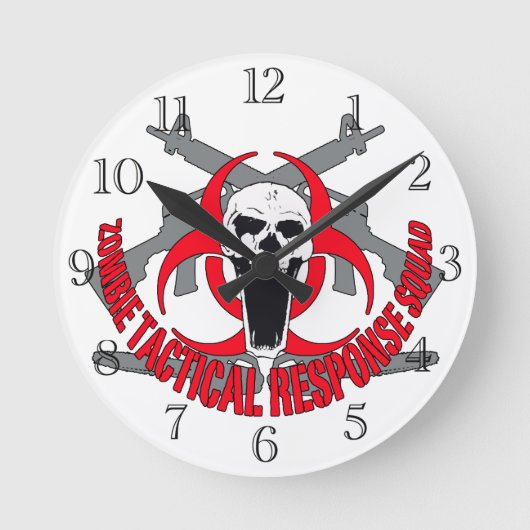Zombie taktisches Rot Runde Wanduhr (Vorderseite)