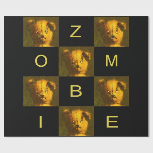 Zombie Teddy Wrapping Paper Geschenkpapier (Flach)