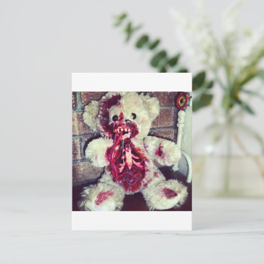 Zombie-Teddybär Postkarte (Stehend Vorderseite)