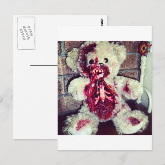 Zombie-Teddybär Postkarte (Vorne/Hinten)