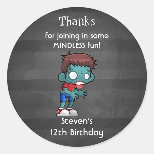 Zombie Theme Birthday Vielen Dank Runder Aufkleber (Vorderseite)