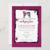 Zombie Theme Wedding - Zombie Couple Illustration Einladung (Vorderseite)