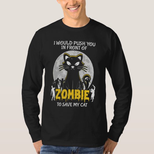 Zombie To Save My Cat Halloween T-Shirt (Vorderseite)