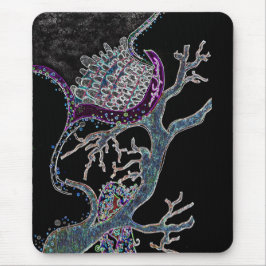 Zombie träumt Neon mit Schmetterlingen im Haar Mousepad