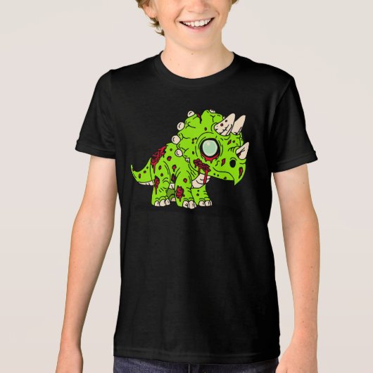 Zombie Triceratops Tri-Blend Shirt (Vorderseite)