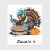 Zombie Turkey Will Pumpkin Pie Aufkleber (Blatt)