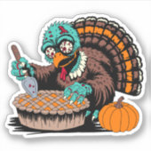 Zombie Turkey Will Pumpkin Pie Aufkleber (Vorderseite)