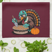 Zombie Turkey Will Pumpkin Pie Geschirrtuch (Gefaltet)