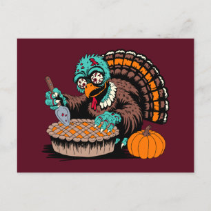 Zombie Turkey Will Pumpkin Pie Postkarte
