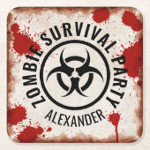 Zombie-Überlebungs-Party mit rostigem Zeichen und Rechteckiger Pappuntersetzer (Vorderseite)