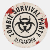 Zombie-Überlebungs-Party mit rostigem Zeichen und Runder Aufkleber (Vorderseite)
