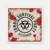 Zombie-Überlebungs-Party mit rostigem Zeichen und Serviette (Vorderseite)