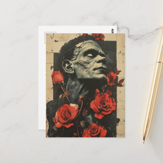 Zombie und Rose Postkarte (Vorderseite/Rückseite Beispiel)