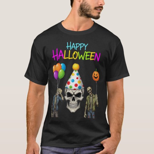 Zombie und Skull-Halloween-Party T-Shirt (Vorderseite)