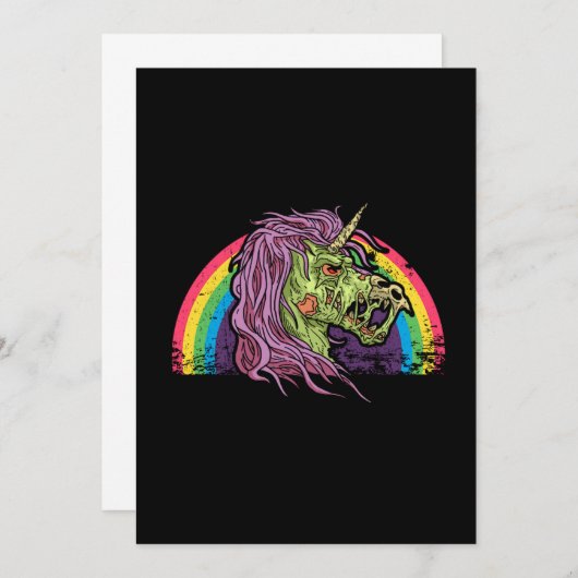 Zombie Unicorn Halloween Rainbow Gift Idea Einladung (Vorne/Hinten)