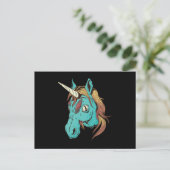 Zombie Unicorn Head Postkarte (Stehend Vorderseite)