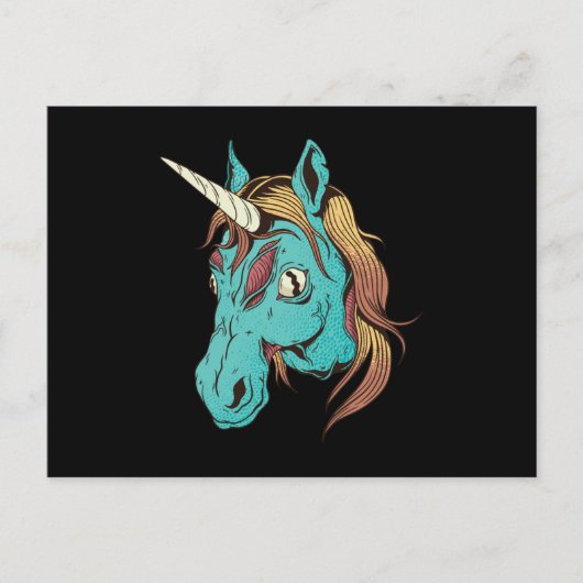 Zombie Unicorn Head Postkarte (Vorderseite)