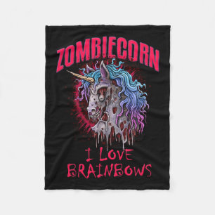 Zombie Unicorn I Liebe Brainbows Punk Gothic Goth Fleecedecke