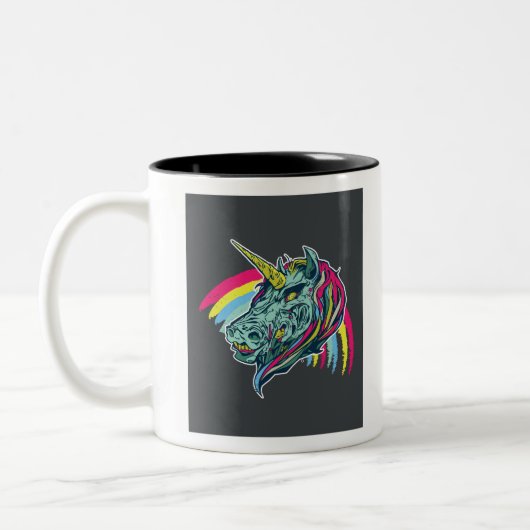 Zombie Unicorn Zweifarbige Tasse (Links)