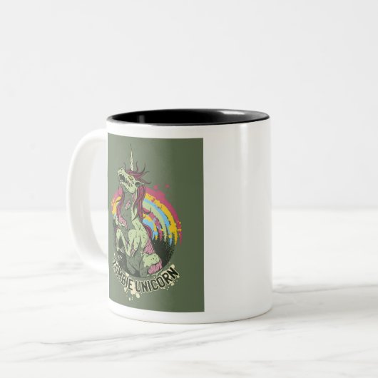 Zombie unicorn zweifarbige tasse (Vorderseite Links)