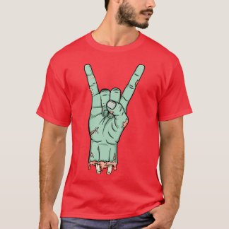 Zombie Untot Metal Horn Design T-Shirt