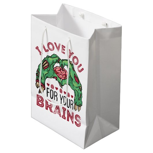 Zombie Valentine's Day Funny Liebe Sie für das Geh Mittlere Geschenktüte (Vorderseite Schrägansicht)