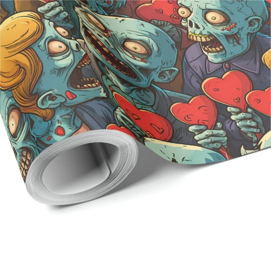 Zombie Valentinstag Geschenkpapier (Rolleneckpunkt)