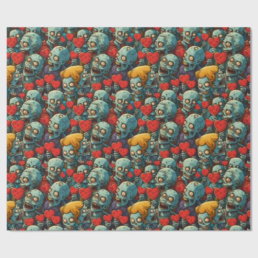 Zombie Valentinstag Geschenkpapier (Flach)