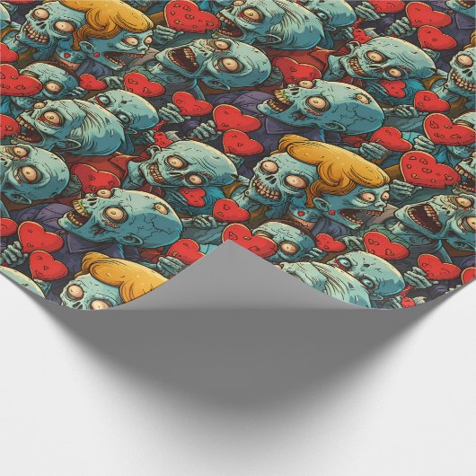 Zombie Valentinstag Geschenkpapier (Ecke)