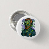 Zombie Van Gogh - Cartoon Comic Parody Button (Vorne & Hinten)