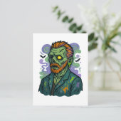 Zombie Van Gogh - Cartoon Comic Parody Postkarte (Stehend Vorderseite)