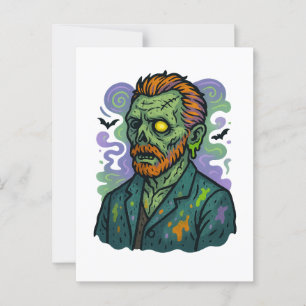 Zombie Van Gogh - Cartoon Comic Parody Postkarte
