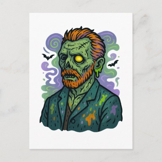 Zombie Van Gogh - Cartoon Comic Parody Postkarte (Vorderseite)
