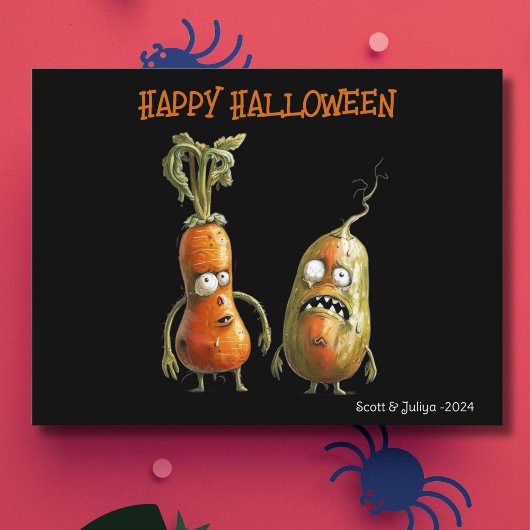 Zombie veggie schwarze Halloween Postkarte