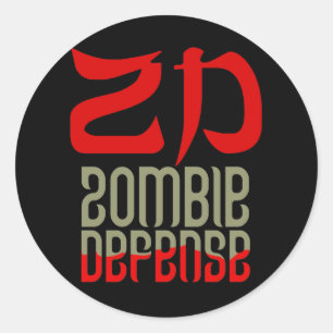 Zombie-Verteidigungs-Aufkleber Runder Aufkleber