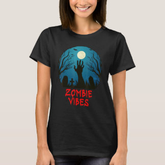 Zombie-Vibes Mondbeschienener Friedhof Gruselige K T-Shirt