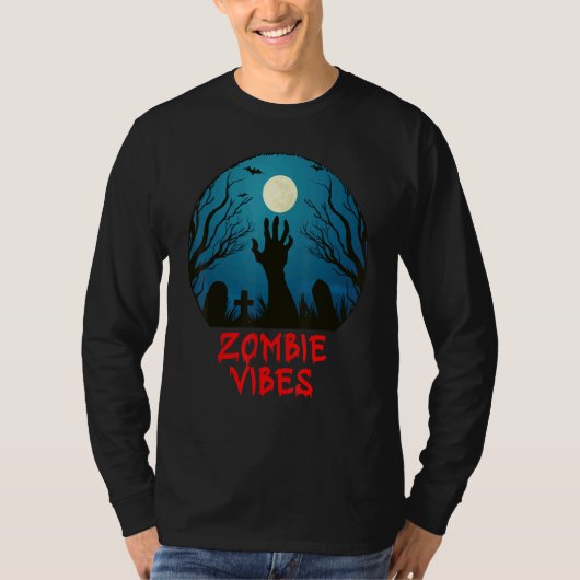 Zombie Vibes Moonlit Graveyard Scary Kids Boys Ad T-Shirt (Vorderseite)