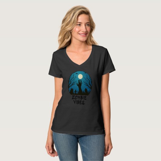 Zombie Vibes Moonlit Graveyard Scary Kids Boys Ad T-Shirt (Vorderseite Vollansicht)