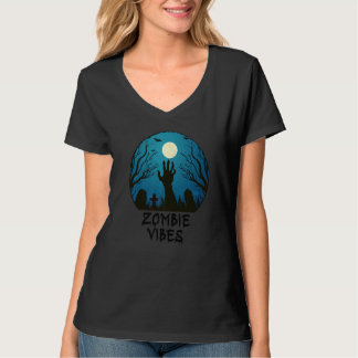 Zombie Vibes Moonlit Graveyard  Scary Kids Boys Ad T-Shirt