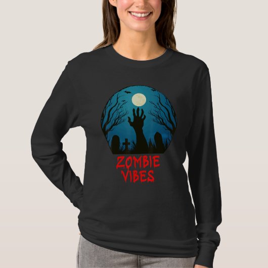 Zombie Vibes Moonlit Graveyard Scary Kids Boys Ad T-Shirt (Vorderseite)